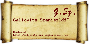 Gallovits Szaniszló névjegykártya